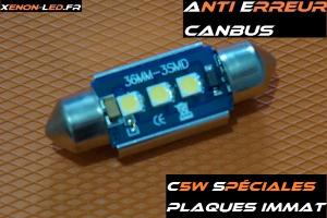 C5W - Navette 36mm -Plaques immatriculation 3 LED SMD - 18V