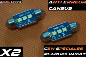 C5W - Navette 36mm -Plaques immatriculation 3 LED SMD - 18V - Paire