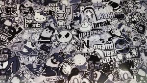 Sticker Bomb SOUTH PARK Noir et Blanc 100cm x 75cm